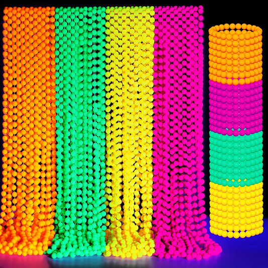 Ecally Neon Bead Necklaces and Bracelets Set Glow in the Dark Party Supplies Colorful Glow Necklaces and Bracelets Bulk for Halloween 80s Party Favors Carnival Concert Neon Night Accessories