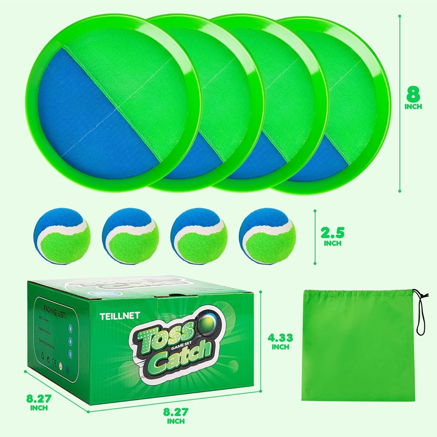Toss and Catch Ball Set Upgraded - Kids Toys Outdoor Games for Whole Family - Water-Resistant Great for Beach Pool Yard Games - Classic Gift for Boys Girls 3 4 5 6 7 8 9 10 11 12+ Years Old