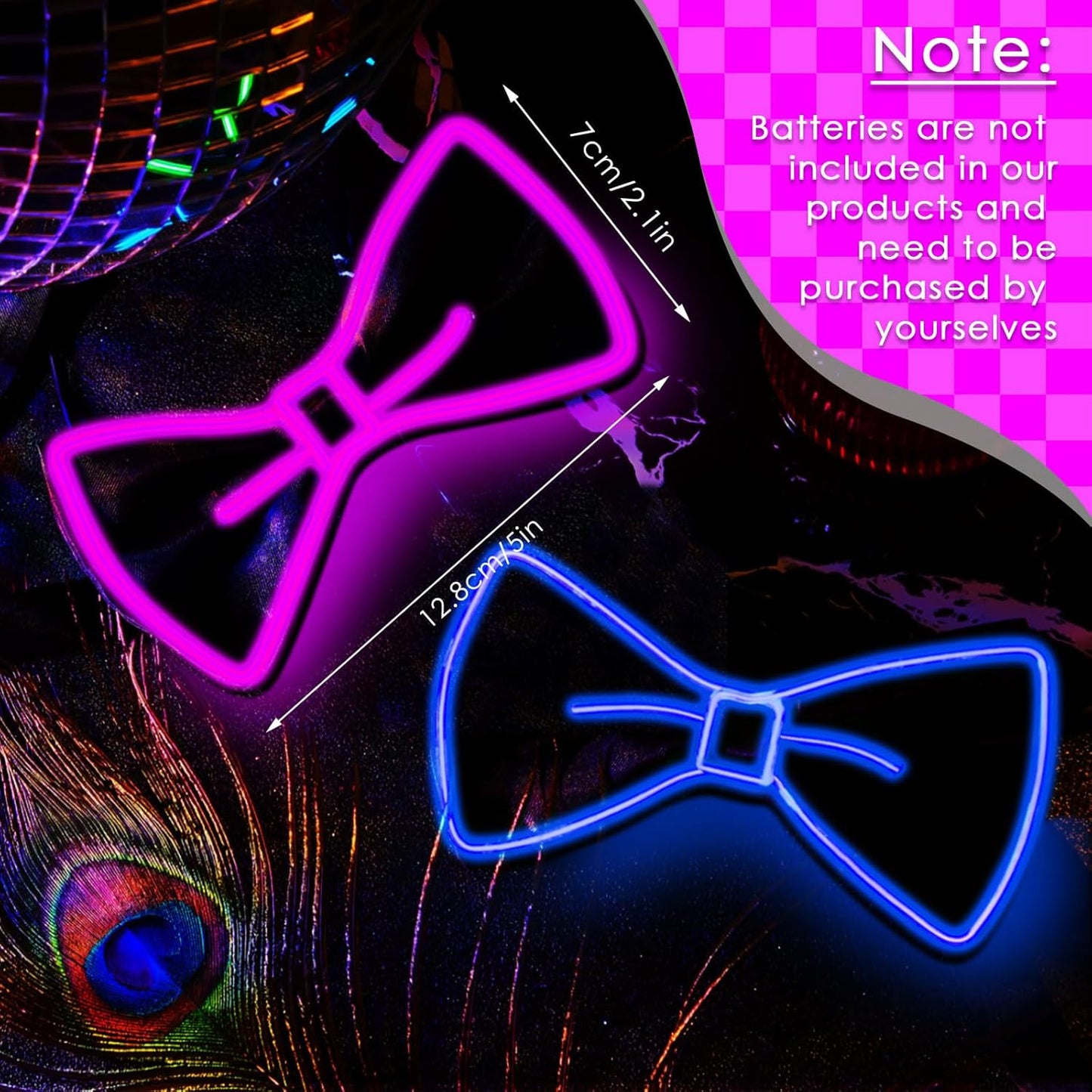 Hercicy Light up Bow Tie for Men LED Neon Bowtie Funny Ties Women Glow in the Dark Party Costume