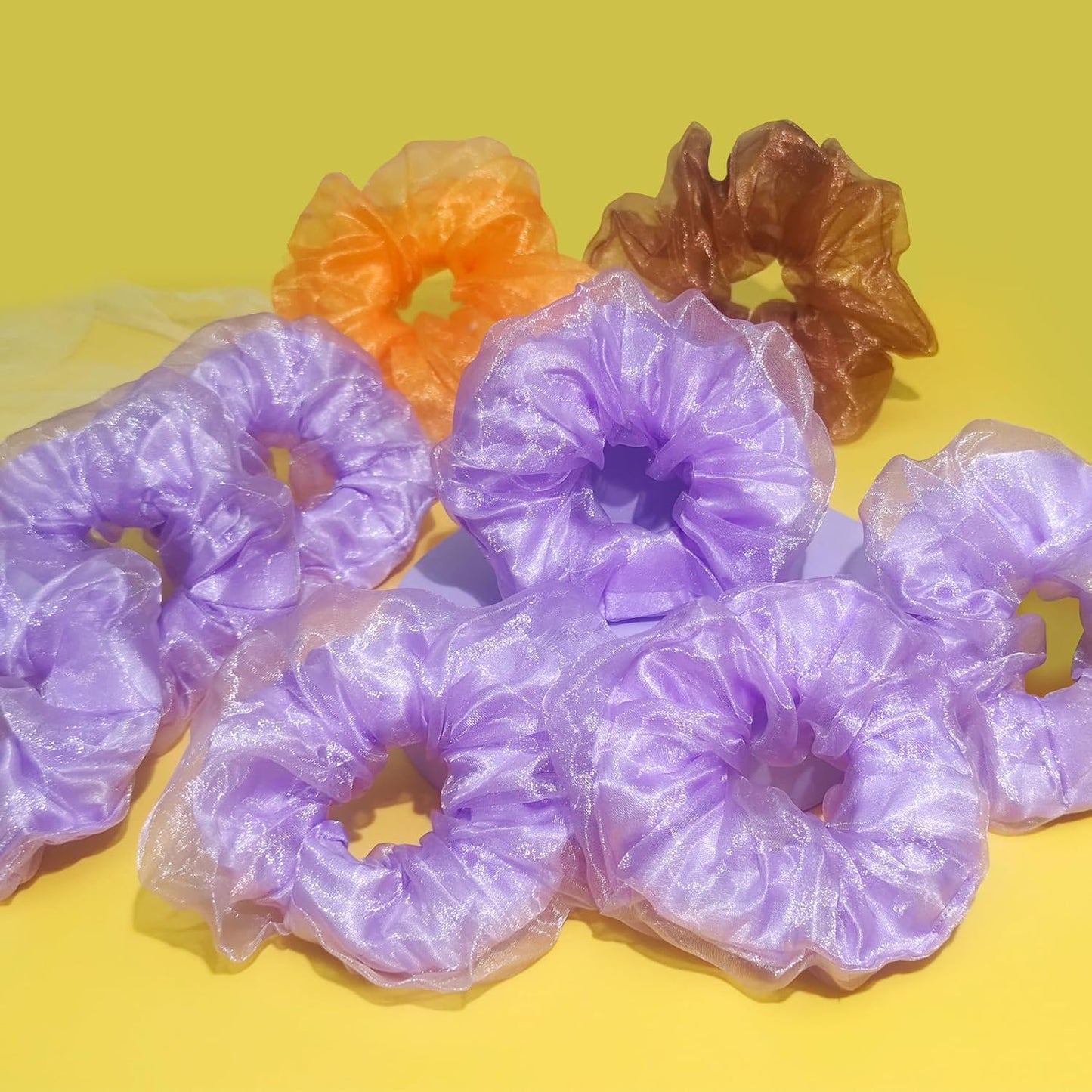 Light Up Scrunchies, Mother's Day Gifts Hair Ties Glow in the Dark Party Supplies Glow Sticks Party Favor Festival Rave Accessories for Neon Party, Fun Hair Scrunchies (9PCS-Purple Set)