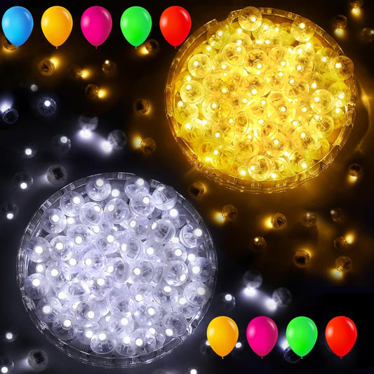 AIKEI 200pcs LED Balloon Lights,Mini Balls Lights,Long Standby Time Party Lamps,Waterproof for Paper Lantern,Easter Eggs Decor, Halloween Wedding Birthday Party Decoration (White+Warm White, 200pcs)