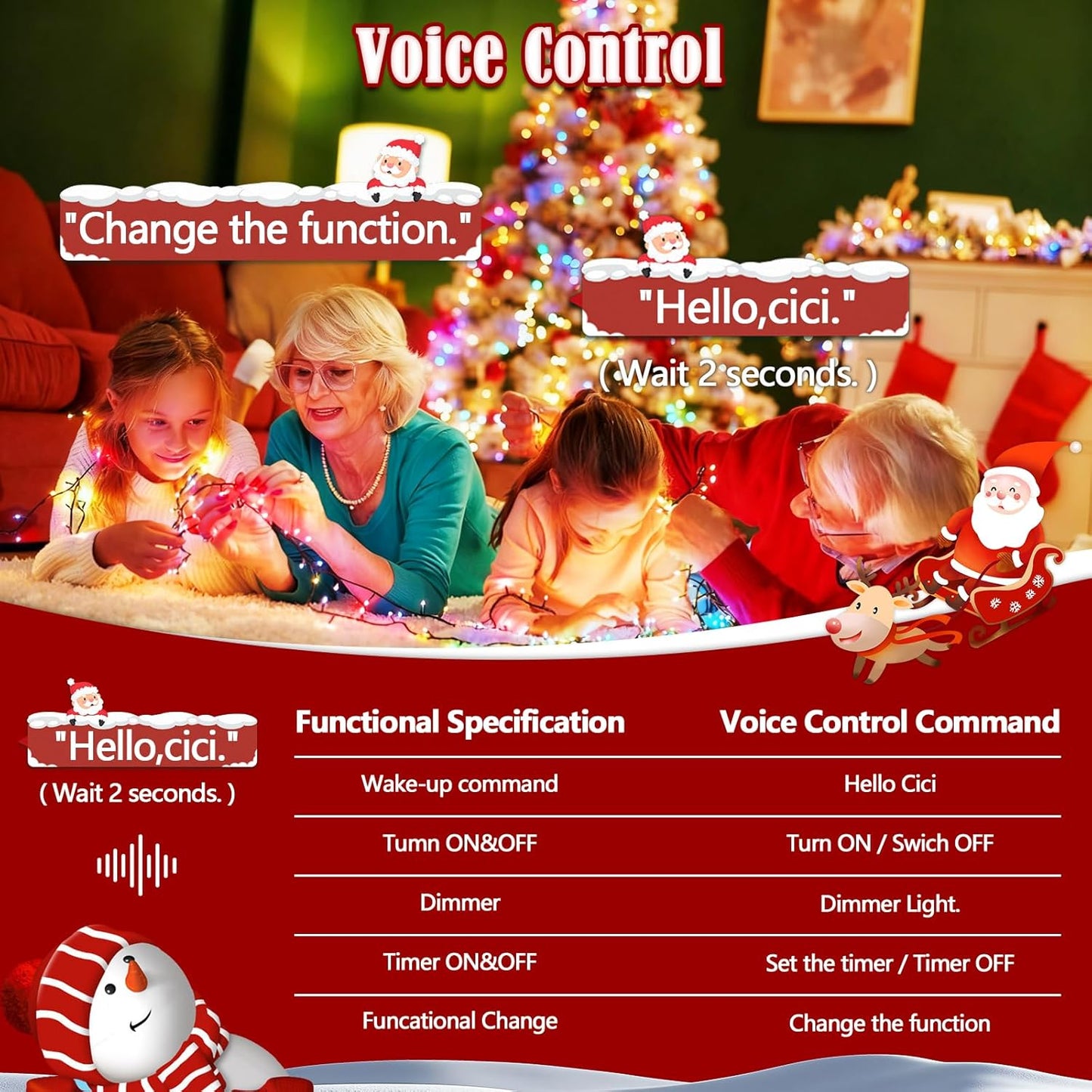 Voice Control 88ft 240LED Smart Christmas String Lights Outdoor/Indoor | String Lights Plug in with Remote, 12Modes, 7Voice Commands & Timers, Christmas Twinkle Light for Xmas Tree Decor (Multicolor)