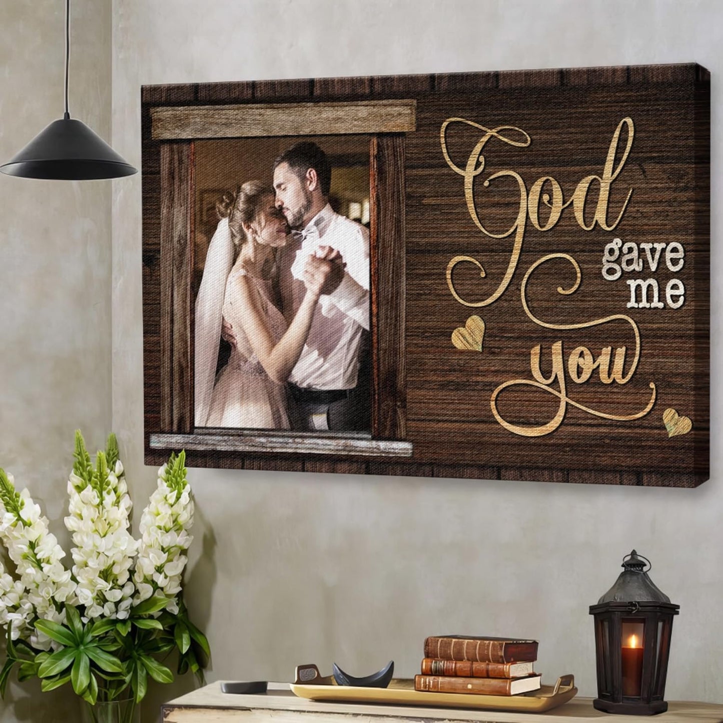 Dem Canvas Personalized Canvas Prints, Custom Photo And Name, God Gave Me You, Wedding Gifts For Couple Anniversary Wedding Engagement Gift For Couples Canvas (12x08)