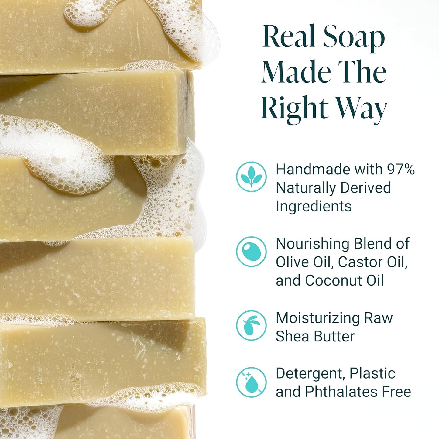 The Bubble Factory Handmade Soap, All Natural Soap for Women & Men, Hand, Bath & Body Natural Bar Soap, Vegan, Palm Oil Free, Made in USA with Shea Butter + Essential Oils, Eucalyptus, Single