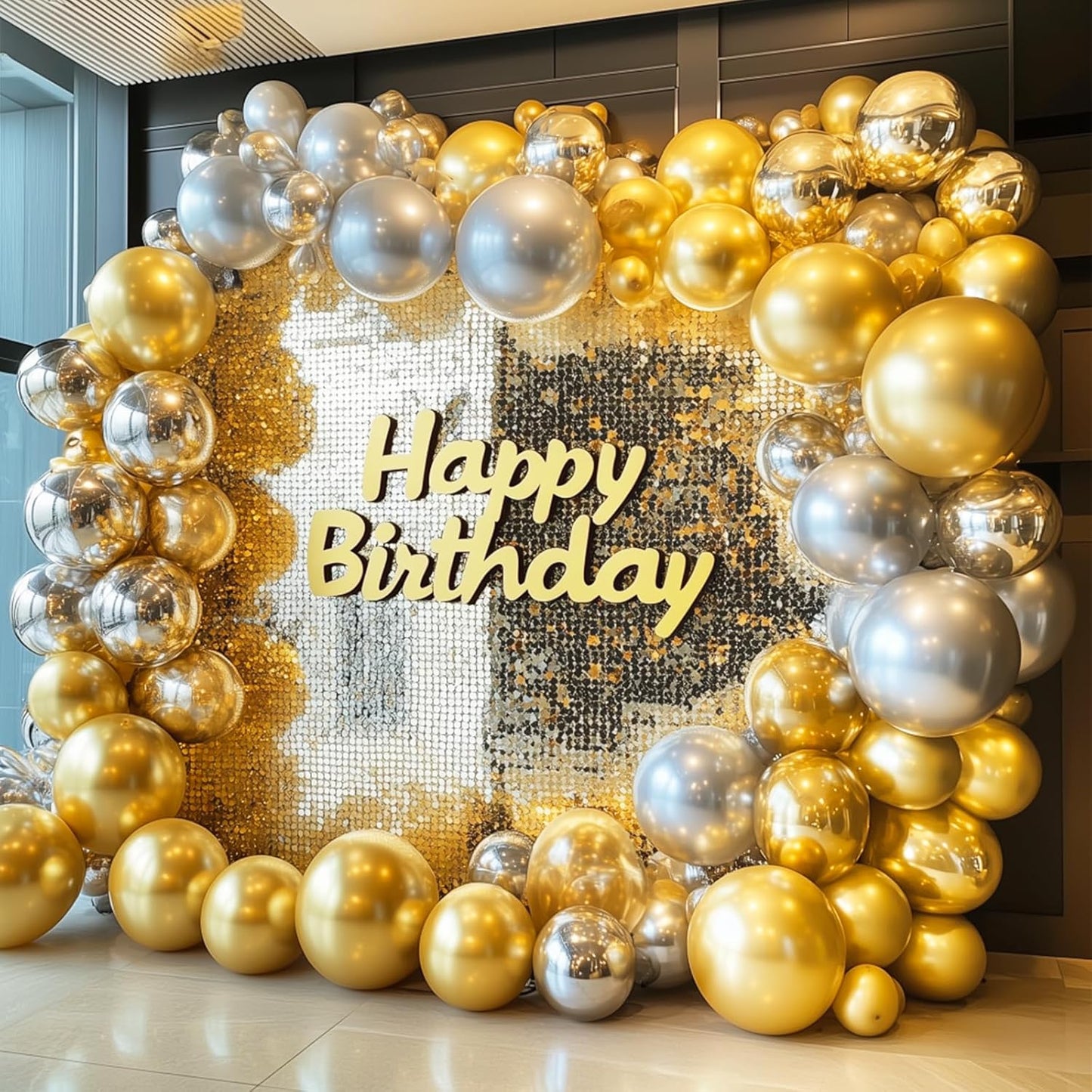 RUBFAC 120pcs Gold Balloons 12 Inches Chrome Metallic Balloons, Metallic Gold Balloons for Graduation Anniversary Wedding Party Supplies Garland Arch Decoration