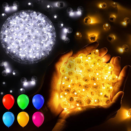 200pcs Balloon Lights Warm White&Cool White Mini Led Lights Round Long Standby Time Multicolor Ball Lamps Paper Lantern Balloon Liamps for Birthday Party Christmas Halloween Decoration