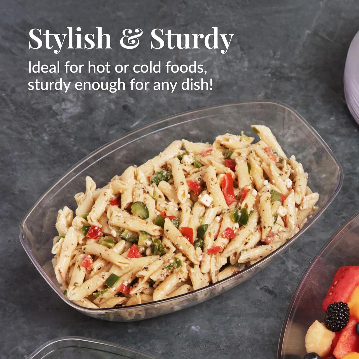 12 Pack Clear Oval Plastic Serving Bowls (64 Oz) - Disposable Dishes, Taco Bar Serve Set, Chip Bowls for Parties, Snack/Salad Containers, Prestee Candy/Party Bowl for Serving Food