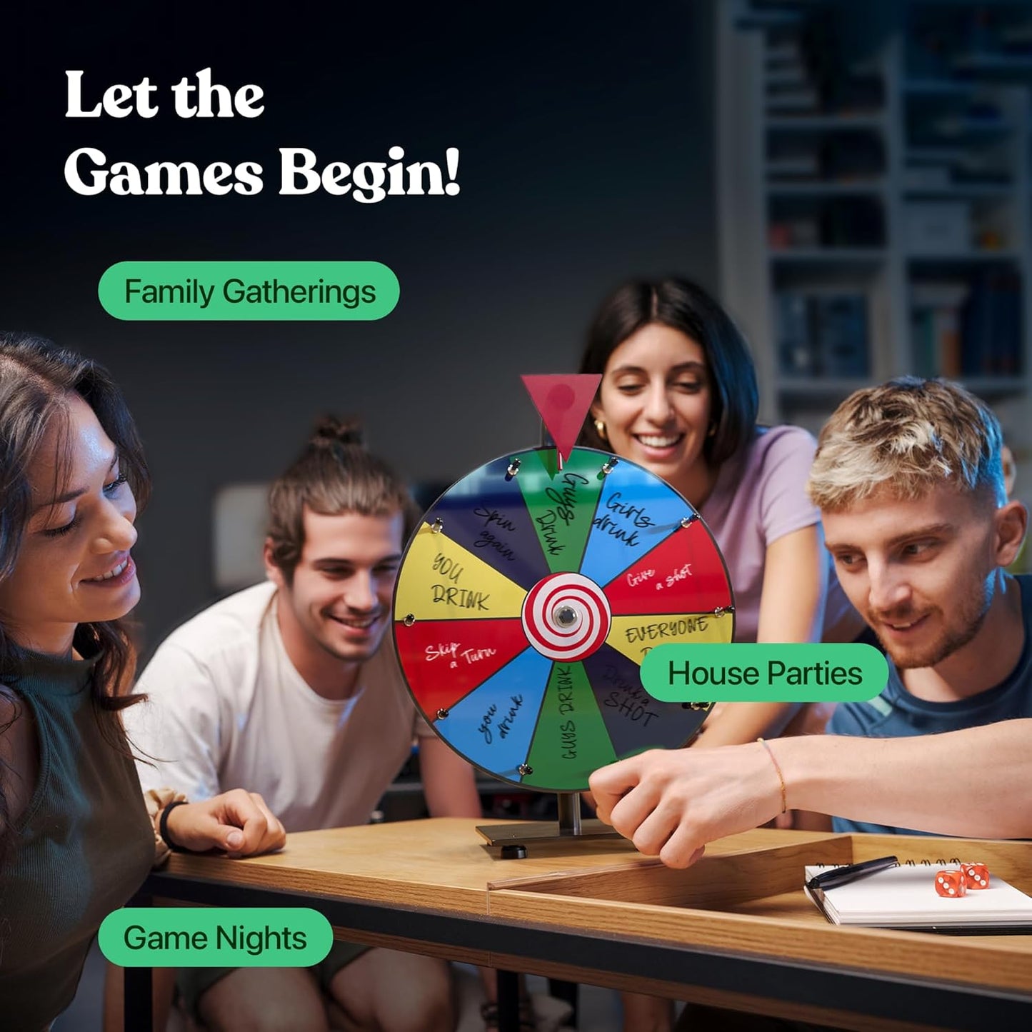 T-SIGN 12 Inch Heavy Duty Spinning Prize - 10 Slots Color Tabletop Roulette Spinner Wheel of Fortune - Spin The Wheel with Dry Erase Marker and Eraser Win The Fortune Spin Game for Trade Show