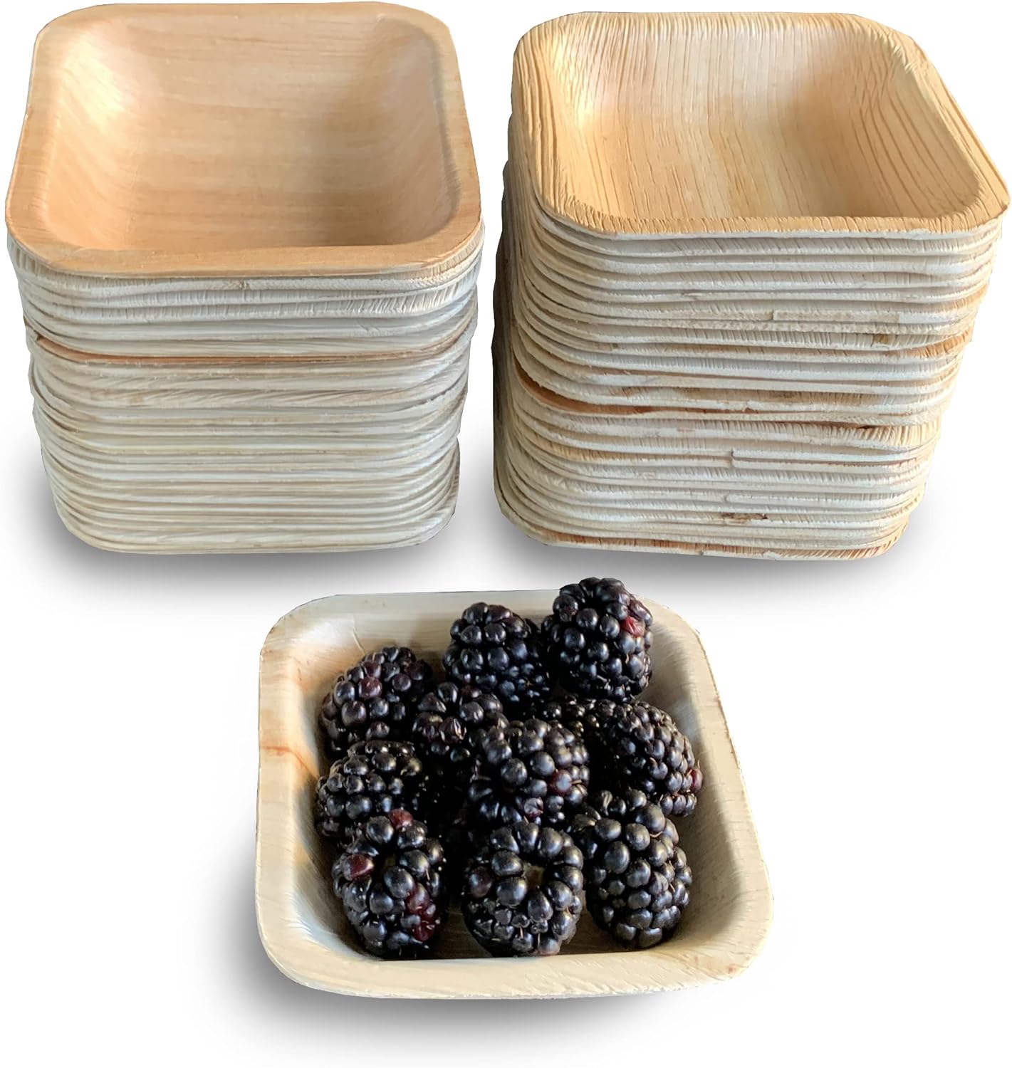 Raj Disposable Palm Leaf Bowls (50 Count, 4" Square Bowls) Strong Bowl Like Bamboo Party Bowl - Decorative Compostable Tableware for Lunch, Dinner, Birthday, Outdoor, BBQ, Picnic.