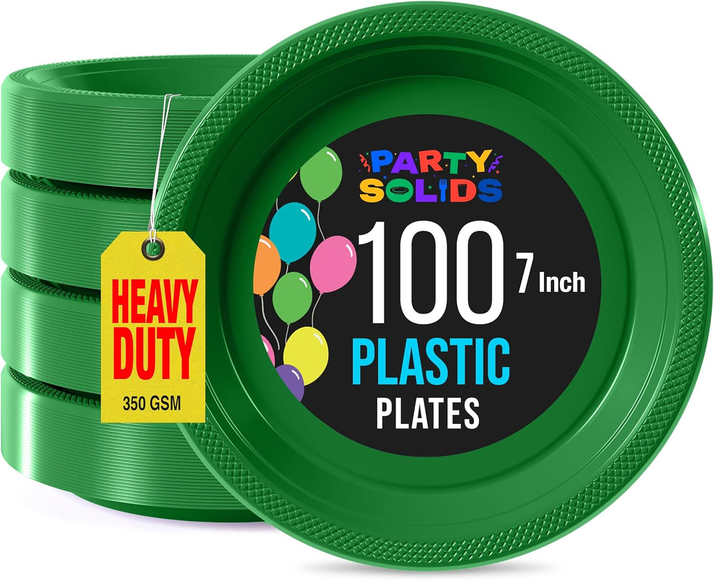Exquisite Party Solids Emerald Green Plastic Plates For Party 7" Emerald Green Disposable Plates Heavy Duty 100 Pcs Plastic Dinnerware Sets Heavy Duty 350 GSM Disposable Dinnerware Set