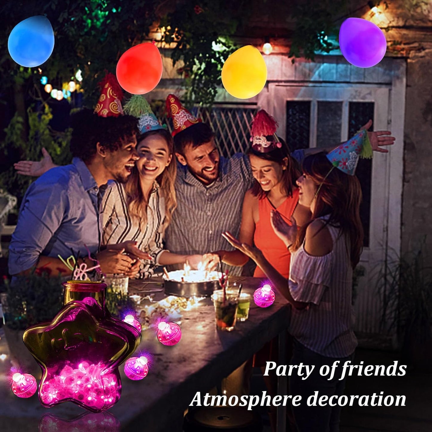 AIKEI 50pcs LED Balloon Lights,Pink Mini Balls Lights,Long Standby Time Lamp,Waterproof for Paper Lantern Valentine's Day Christmas Halloween Wedding Birthday Party Decoration