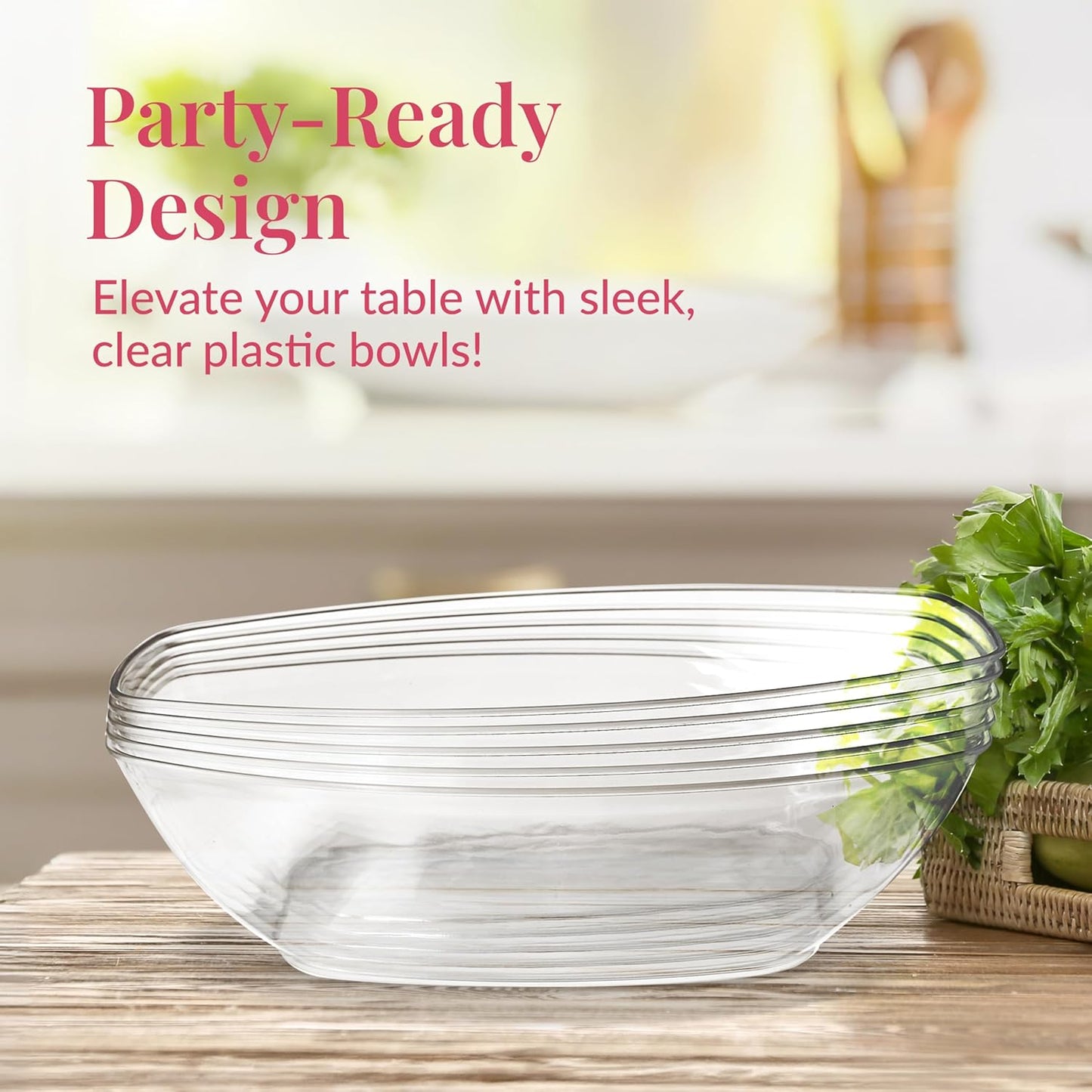 12 Pack Clear Oval Plastic Serving Bowls (64 Oz) - Disposable Dishes, Taco Bar Serve Set, Chip Bowls for Parties, Snack/Salad Containers, Prestee Candy/Party Bowl for Serving Food