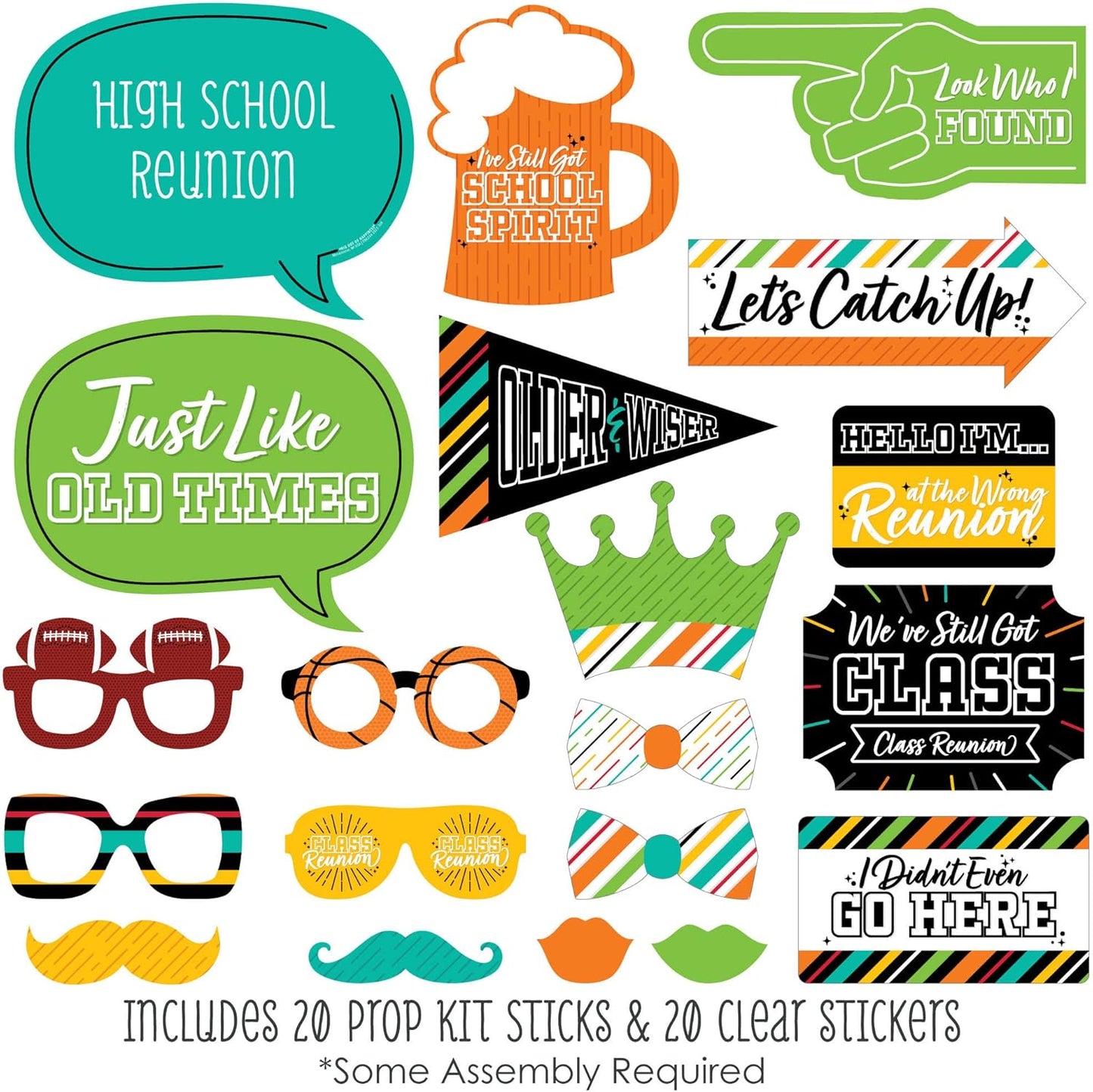Big Dot of Happiness Still Got Class - High School Reunion Party Photo Booth Props Kit - 20 Count