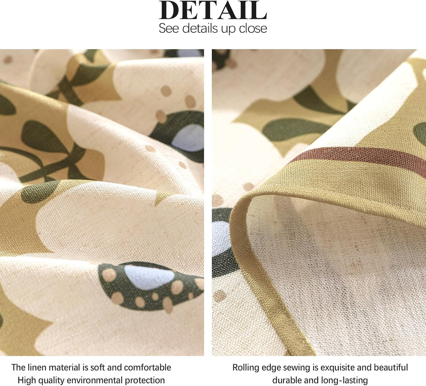 Designer Vintage Rectangular Tablecloth,Linen French Tablecloth with White Floral Pattern,Decorative Table Cover for Kitchen,Dining,Thanksgiving,Christmas,Tea Party,55"*87"-Hidaka