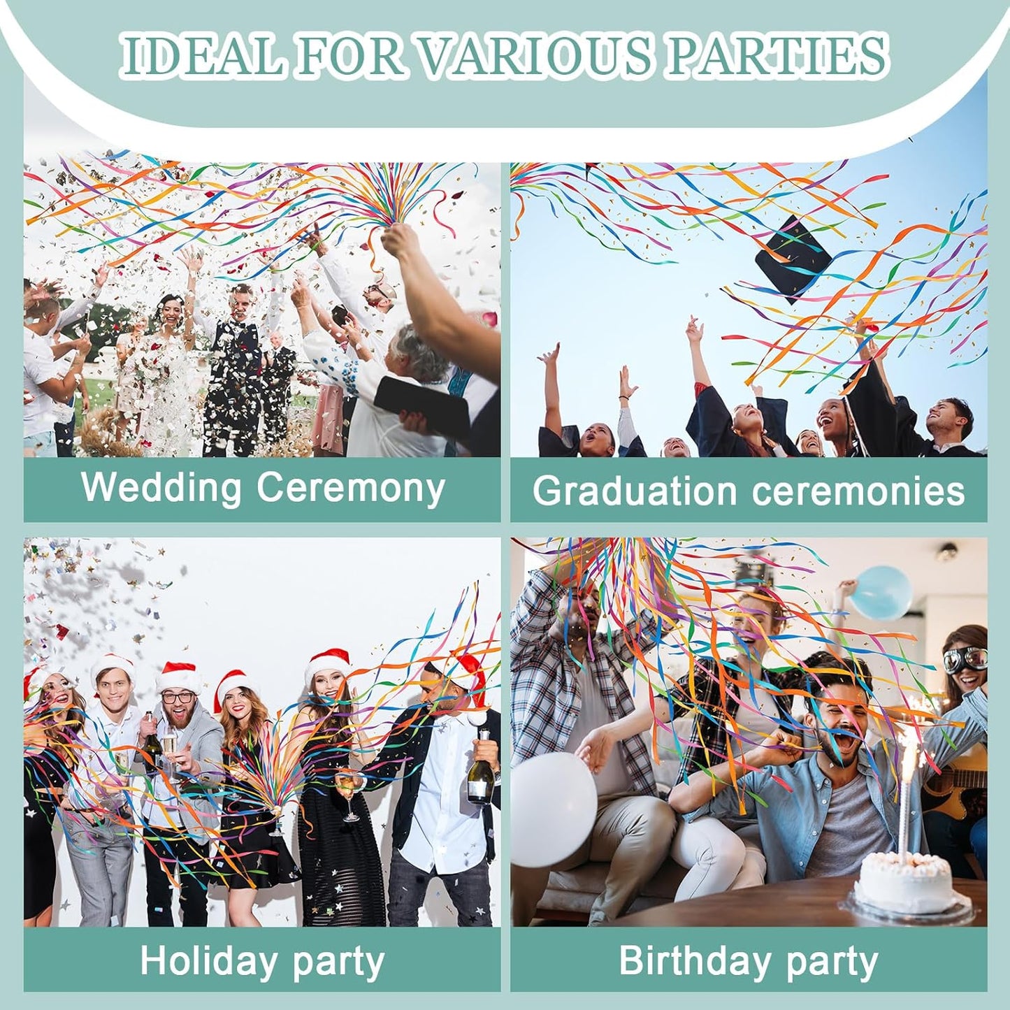 12 pcs Confetti Popper Hand Throw Streamers, No Mess Colorful Streamer Poppers, for Baby Shower, Party Celebrations, Wedding, Birthday (Red)