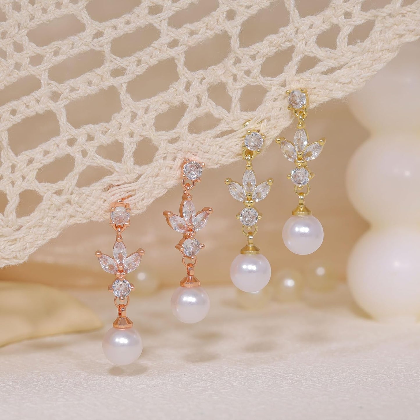 SELSHE Dangle Earrings for Women, 14k Gold Plated Pearl Drop Earring Dainty Gold Earrings for Women Trendy Cute Prom Bridal Earring Long Wedding Pearl Earring Formal Jewelry