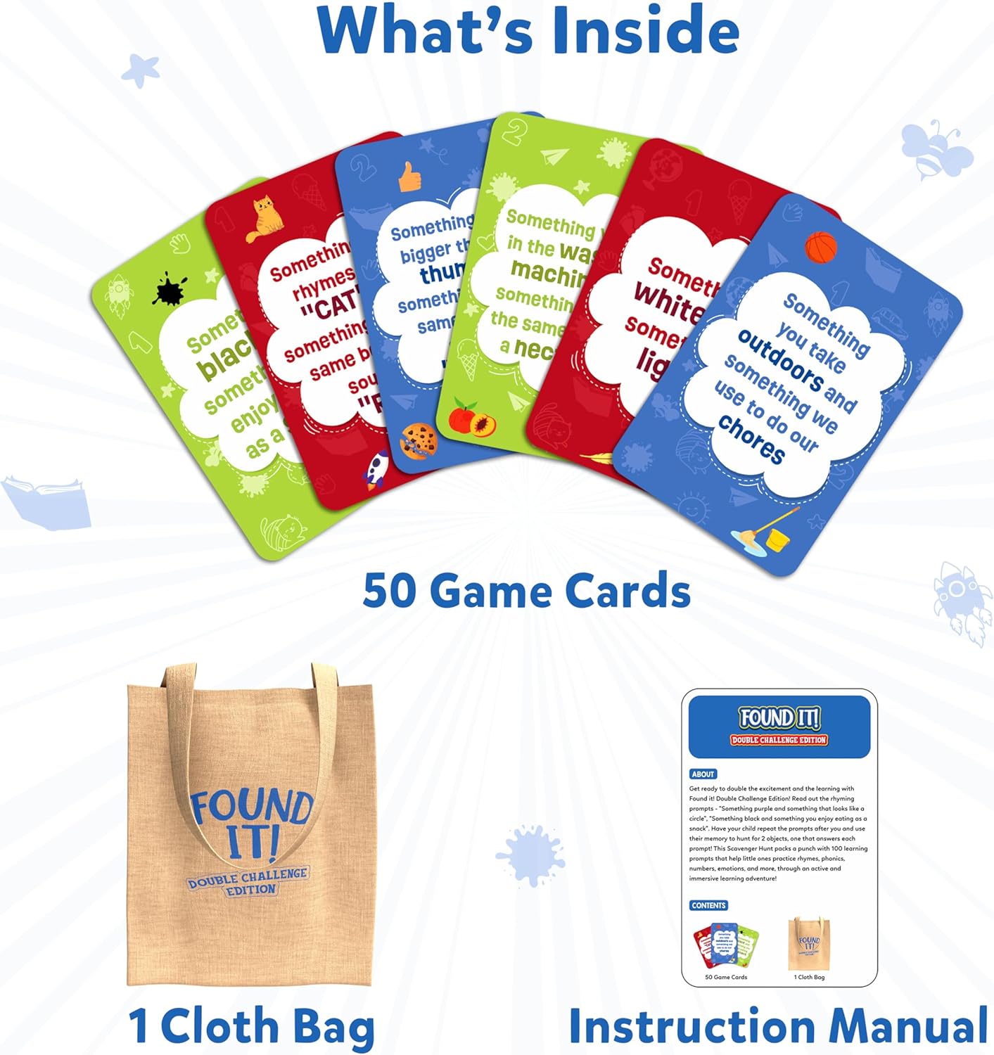 Skillmatics Indoor Scavenger Hunt Card Game - Found It Double Challenge, Learning Toys, Educational, Gifts for Kids, Boys, Girls and Families, for Ages 4, 5, 6, 7, Perfect for Home, School, Playdates