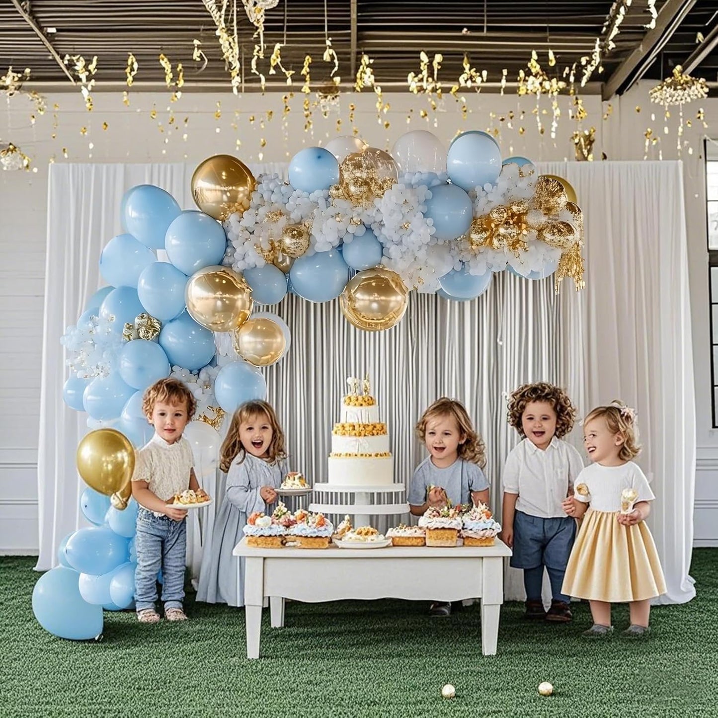 Light Blue Balloons 125 Pcs Different Sizes of 18 12 10 5 Inch Light Baby Pastel Sky Blue Balloon Arch Kit Garland for Birthday Baby Shower Gender Reveal Graduation Wedding Decoration