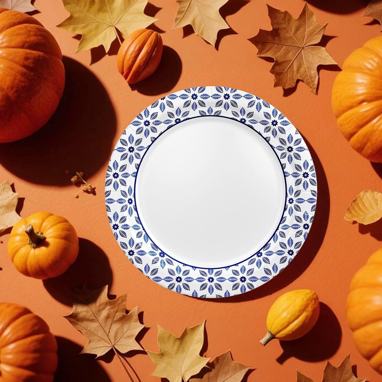 JOLLY CHEF 8.37 inch Paper Plates 280 Count Soak Proof, Cut Proof, Heavy Duty Printed Disposable Plate for Thanksgiving or Everyday Use