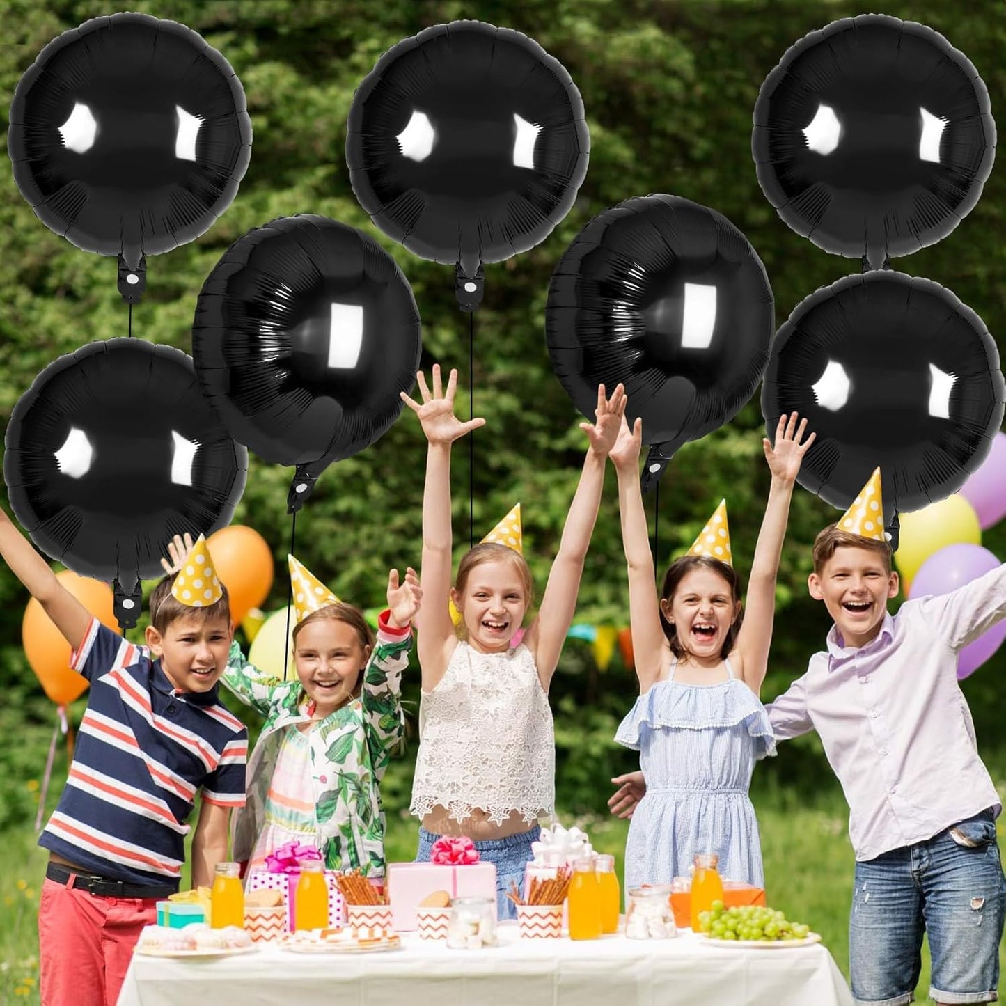 20 Pcs Black Round Shaped Balloons,18 Inch Round Foil Balloon,Giant Round Mylar Balloon Helium Balloons for Birthday Party Baby Shower Wedding Decorations (Black)