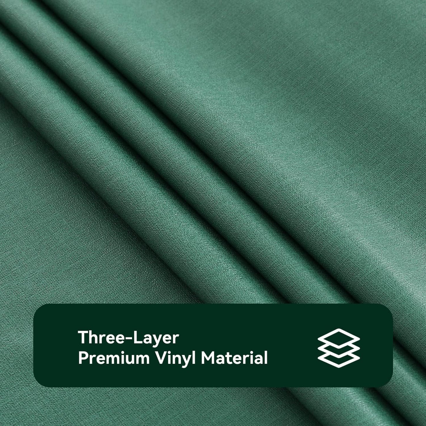 Romanstile Christmas 100% Waterproof PVC Tablecloth, Rectangle Oil Spill Proof Stain Resistant Vinyl Table Cloth, Wipe Clean Plastic Table Covers for Kitchen/Dining/Parties - 60 x 84 Inch, Dark Green