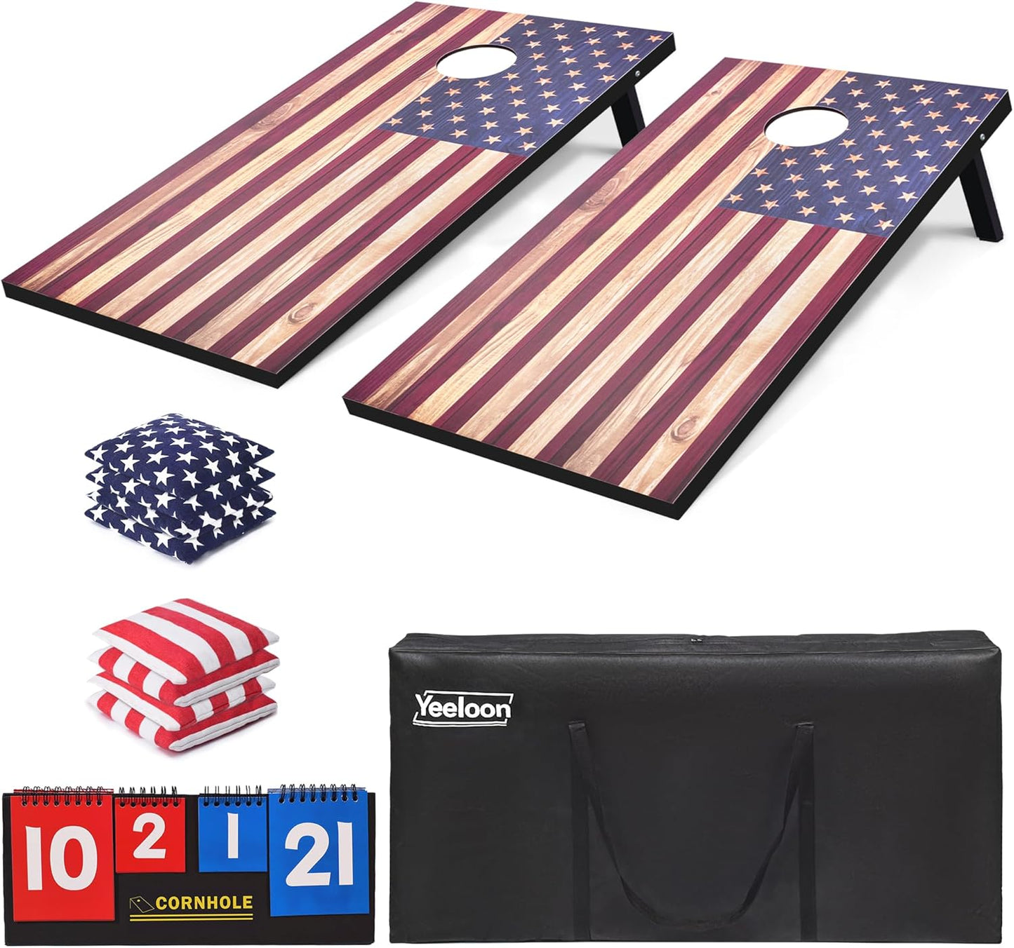 Cornhole Set, Regulation/Tailgate Size Cornhole Boards with 8 Bean Bags and Carrying Case, 4x2/3x2 Corn Hole Outdoor Game Toss Board for Adults Outside Activities