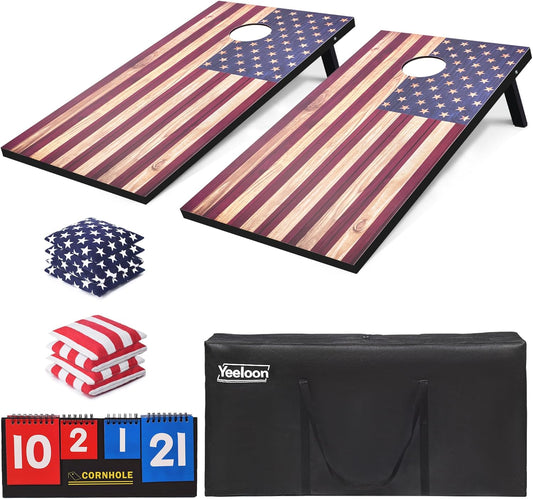 Cornhole Set, Regulation/Tailgate Size Cornhole Boards with 8 Bean Bags and Carrying Case, 4x2/3x2 Corn Hole Outdoor Game Toss Board for Adults Outside Activities