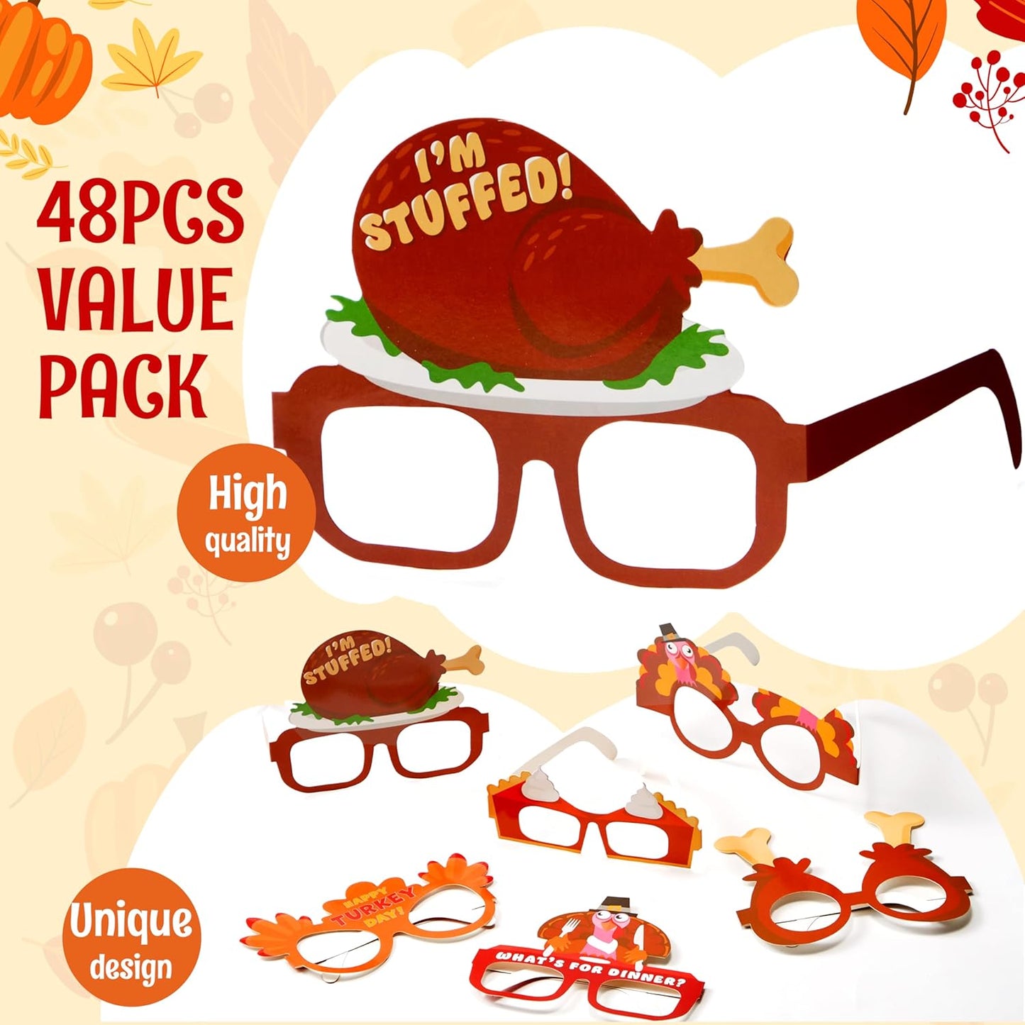 JOYIN Thanksgiving Turkey Eyeglasses, Turkey Eyewear Photo Props for Kids Party and Accessories (One Size Fits All)