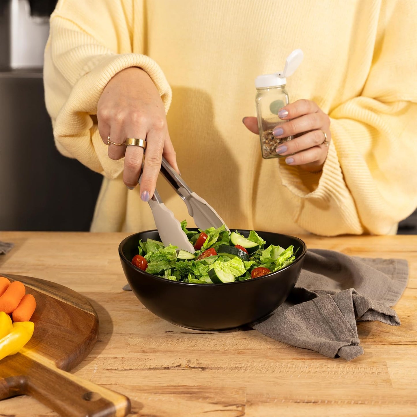 Home Beets Matte Black Ceramic Serving Bowls for Entertaining, 10-18-28-42 Ounce, Microwave, Oven & Dishwasher Safe, Large Serving Dishes, Prep Salad Bowls for Pasta, Parties, Catering, Set of 4