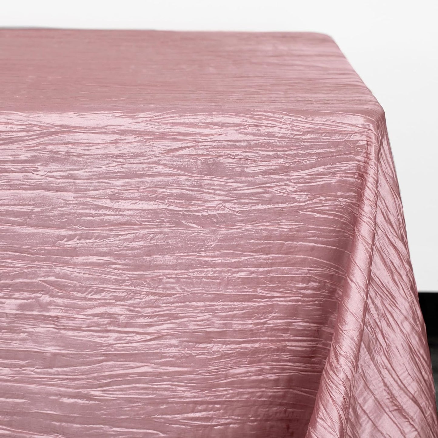 YOUR CHAIR COVERS - 90 x 156 inch Rectangular Crinkle Taffeta Tablecloth - Dusty Rose, Rectangle Table Linens for 8 ft Rectangular Tables, Wedding Crushed Table Cloth