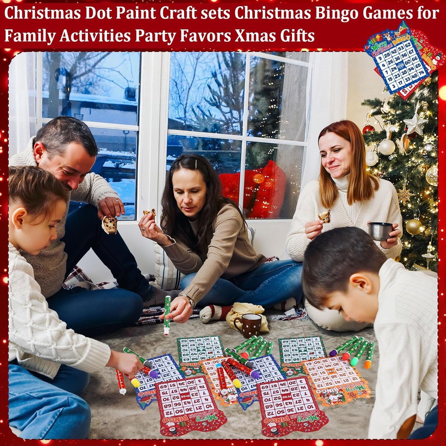 Eersida 192 Pack Christmas Bingo Game Cards and 0.4 oz Dot Daubers Set Includes 144 Bingo Cards and 48 Dot Markers Game Supplies Set for Christmas Supplies Family Casino Play Night Party Favor Gifts
