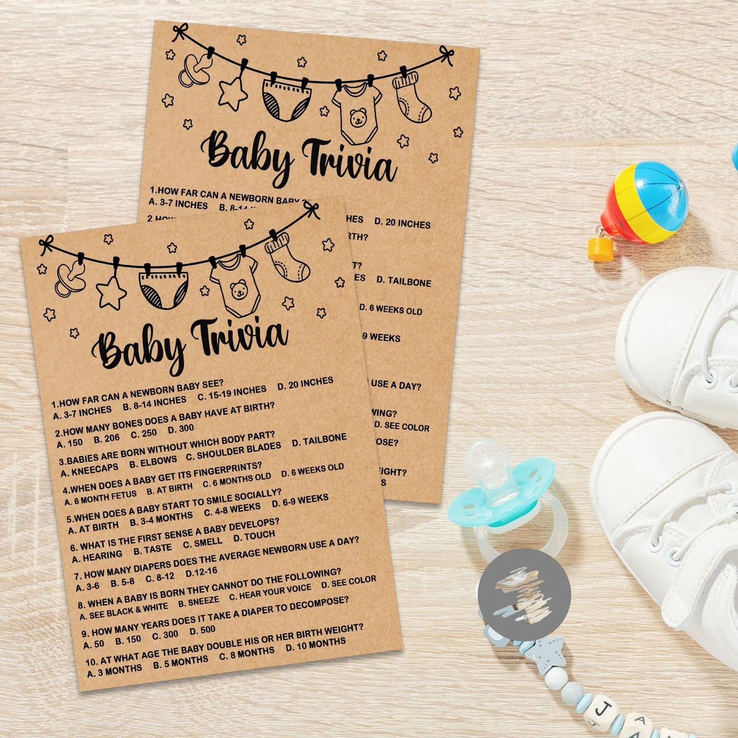 Baby Shower Game - Trivia Cards & Party Activities, 30 Cards Included, Kraft