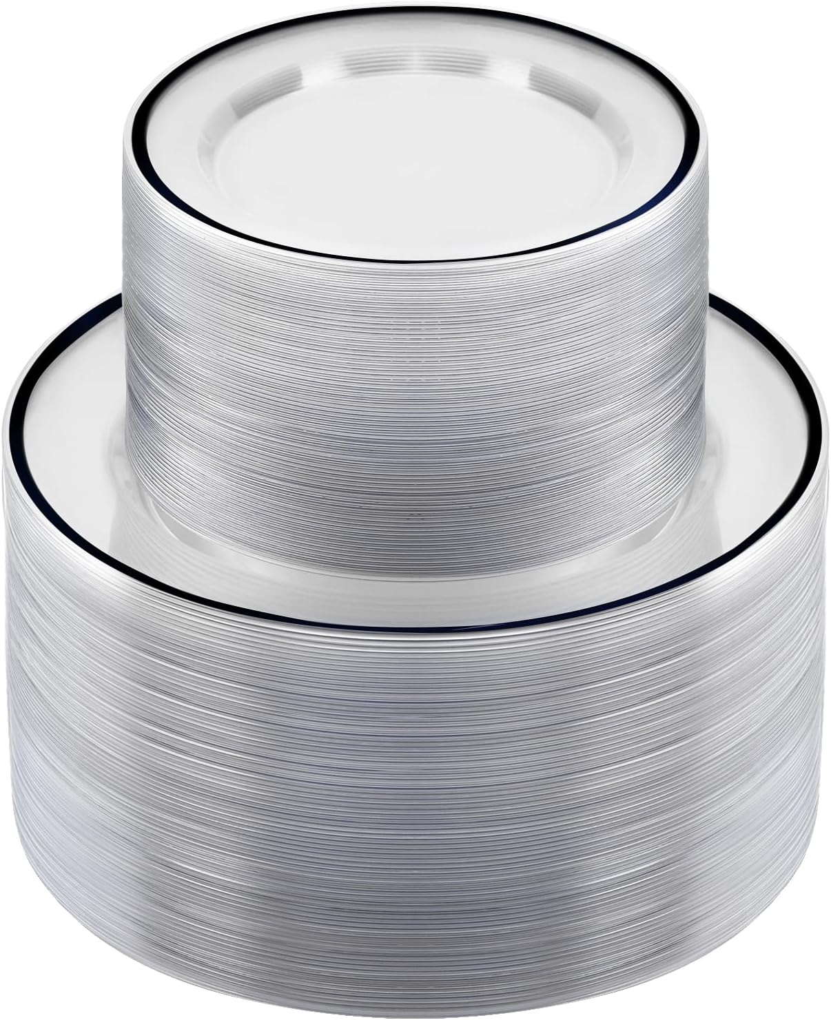 200PCS Black and Clear Plastic Plate, Black Disposable Plate Set with 100 Dinner Halloween Plates and 100 Dessert Plates for Party