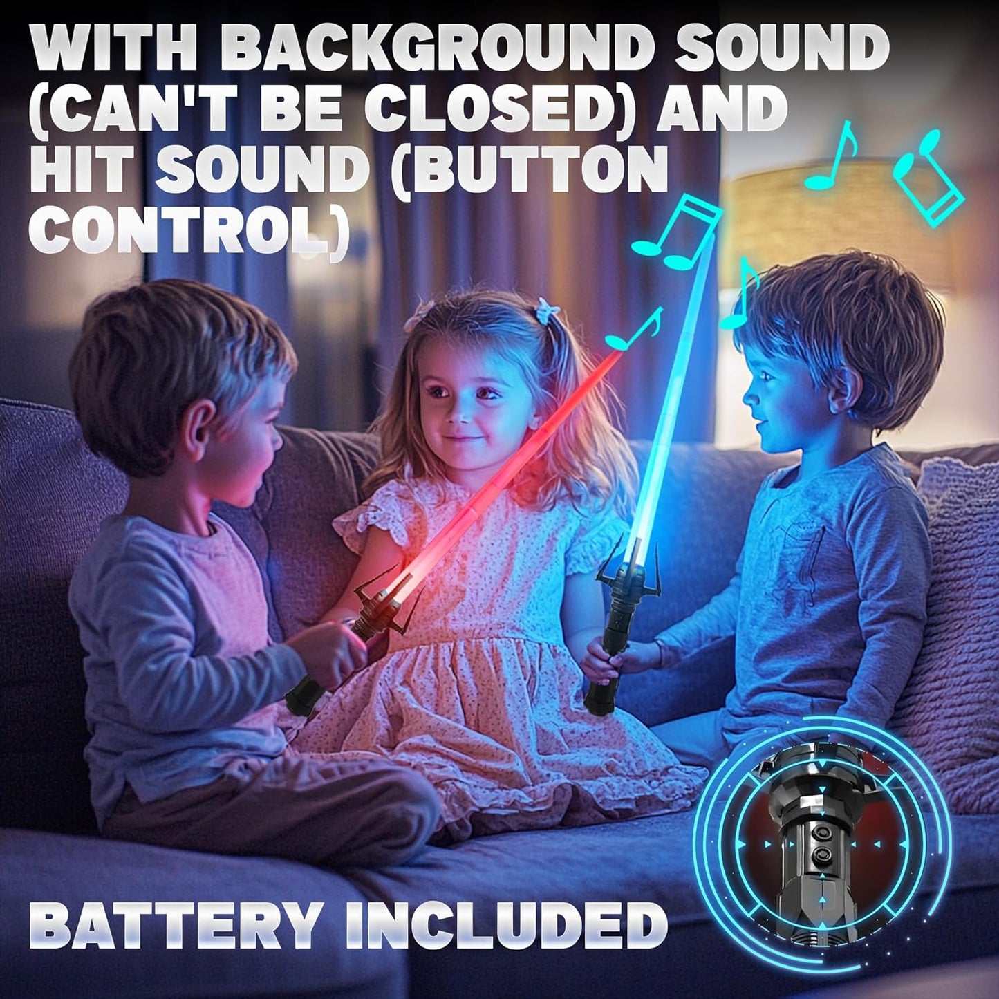 SANCO Light Up Sabers for Kids - 4 Pack 7 Colors Retractable Mechanical Claw Power Swords with FX Sound, Glowing Toys for Halloween Cosplay Parties, Christmas Birthday Gifts for Boys & Girls