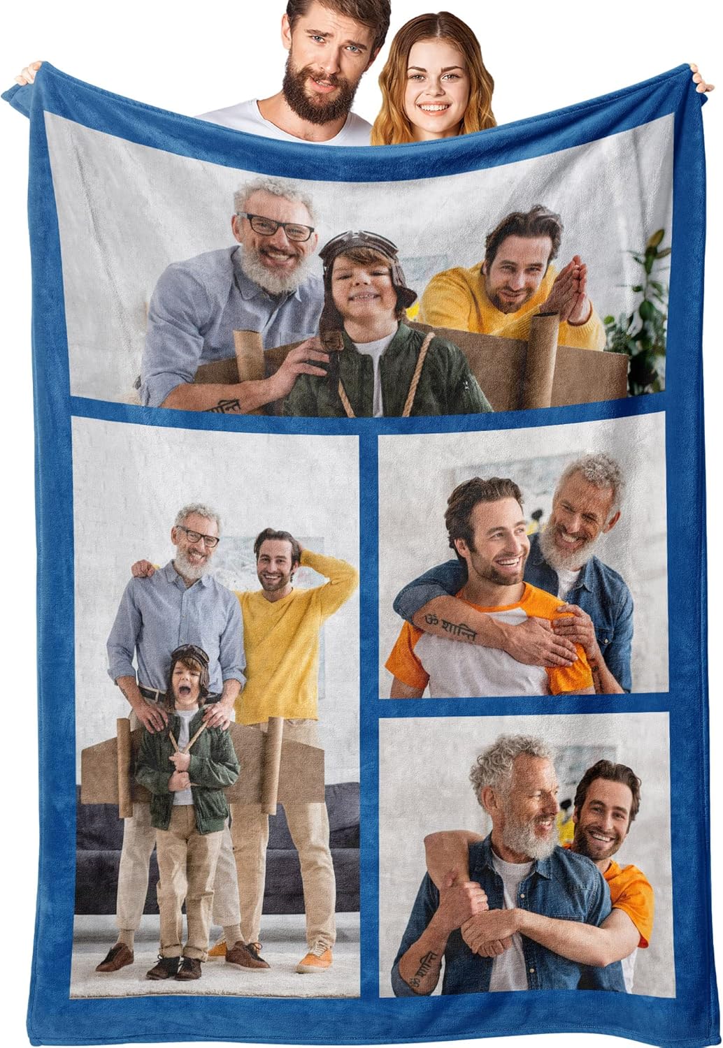 Custom Blanket with Photos Personalized Picture Throw Blankets Gifts for Women Lover Friend Customized Picture Gifts Flannel Blanket Christmas Anniversary Birthday Wedding 50"X60" Made in USA