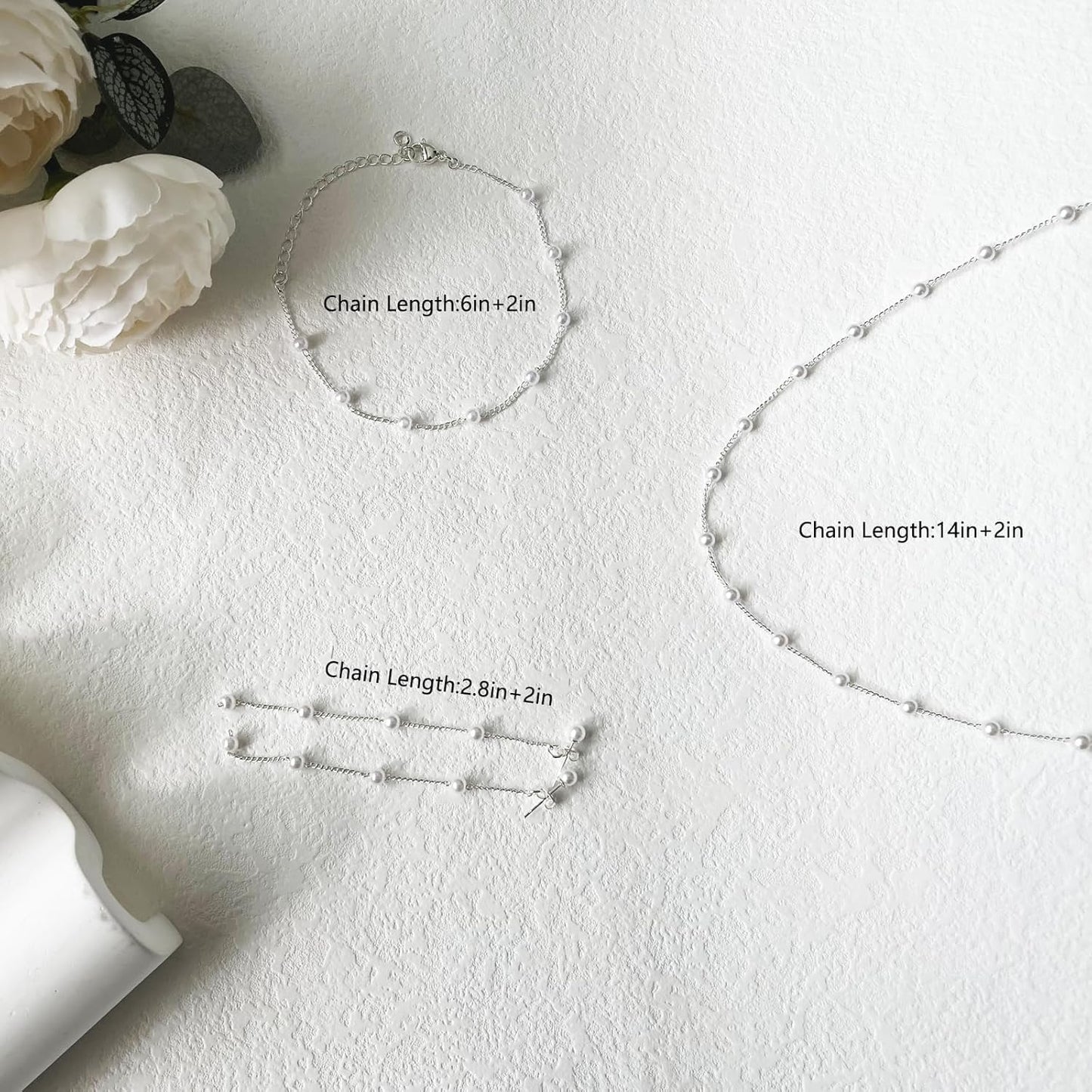 Gold Jewelry Set for Women - Dainty 14K Gold Plated Pearl Necklace and Earring Set with Drop Earrings, Bracelets, Choker Necklace - Wedding Jewelry Gift