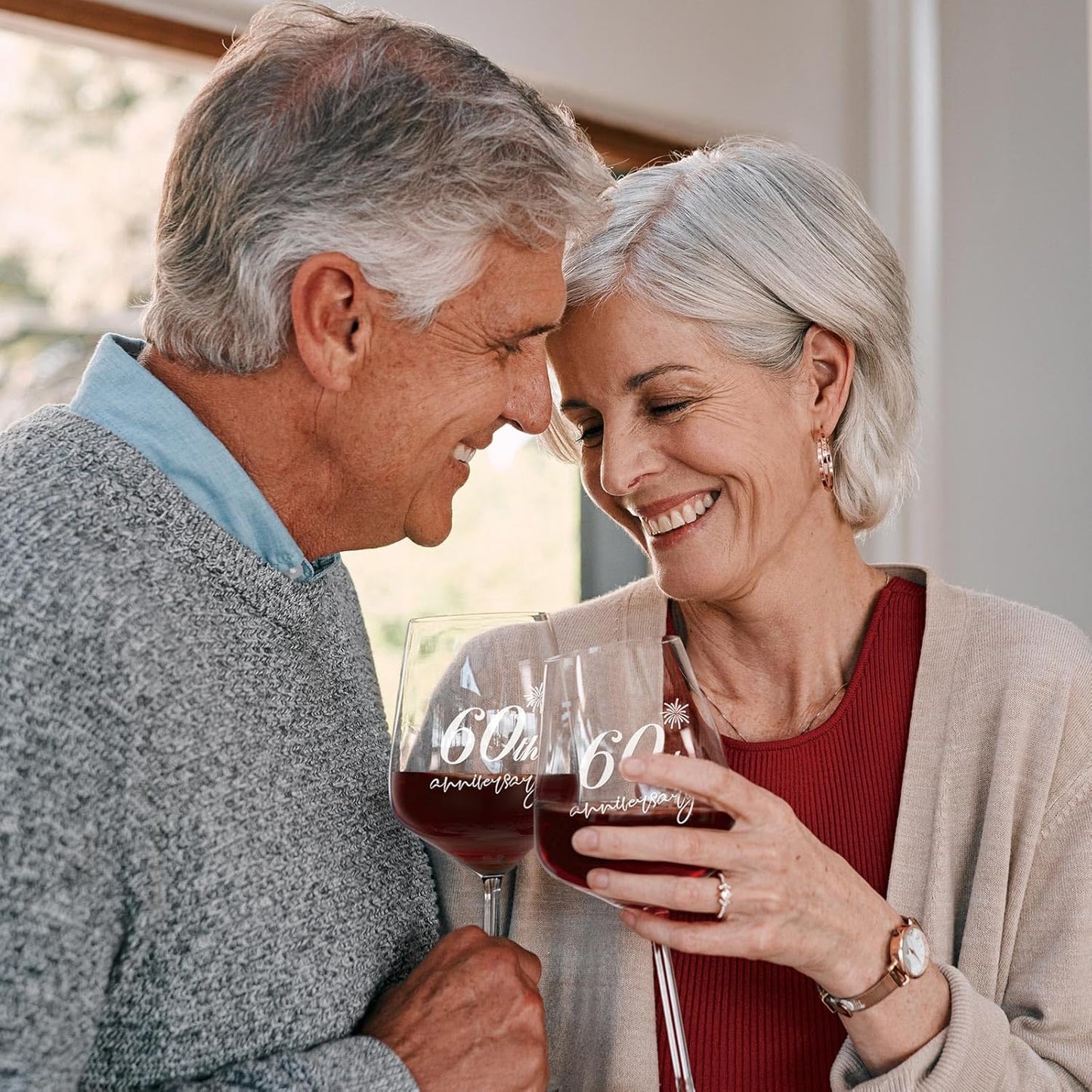 AW BRIDAL 60th Anniversary Wedding Gift for Couple 60 Years Anniversary Wine Glasses with Engraved Box Anniversary 60th Gifts for Parents