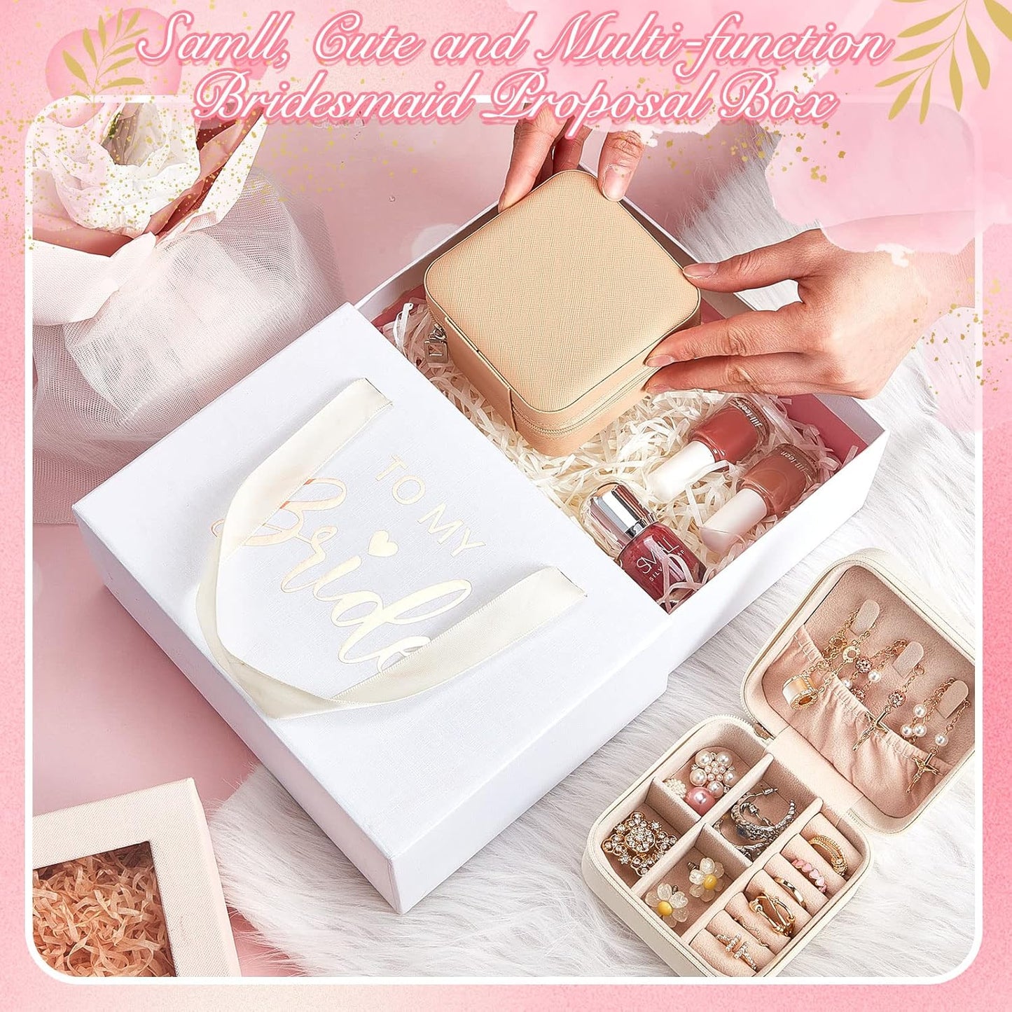 Taiyin 12 Pcs Travel Jewelry Case Bridesmaid Gift Boxes Bulk Travel Jewelry Case Small Jewels Organizer Mini Accessories Ornaments Storage for Women Girls Wedding Bridesmaids Gifts