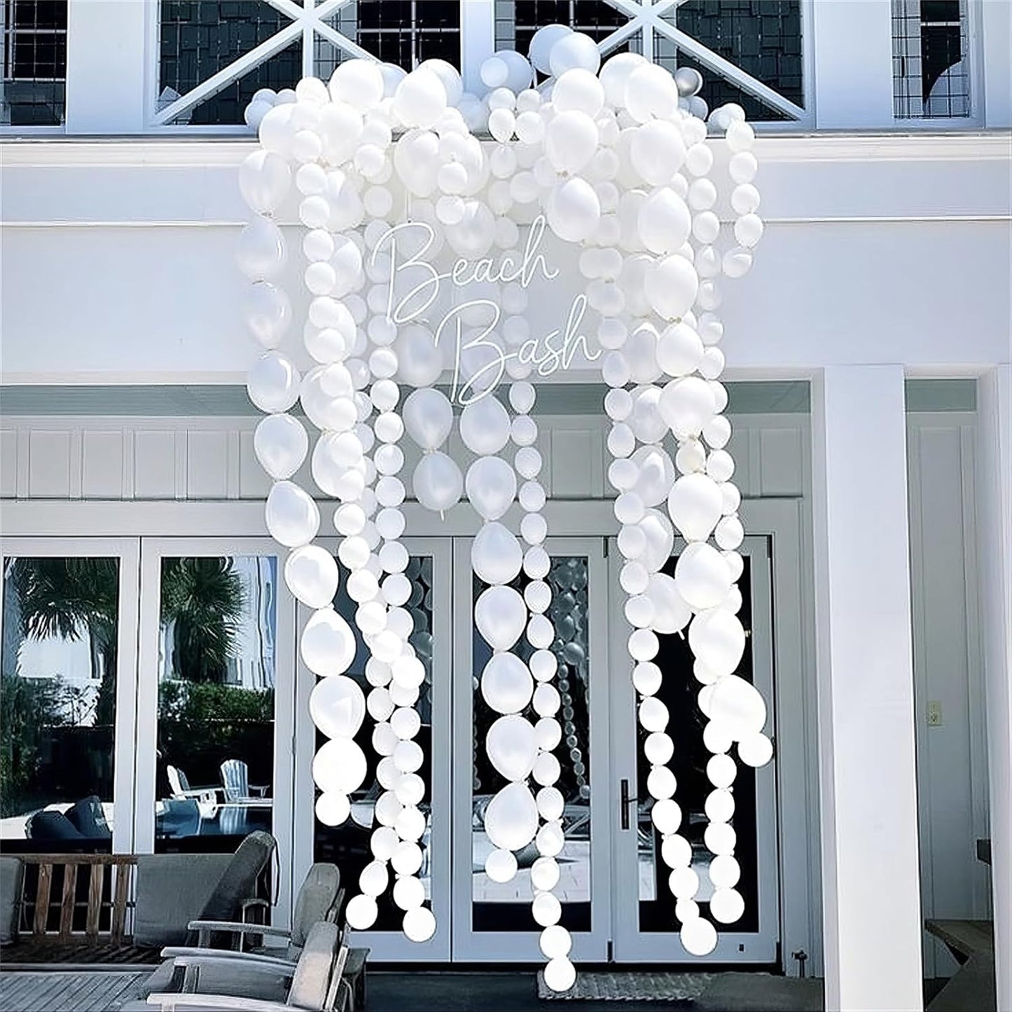 White Link Balloons, 100PCS Linking Balloons with Tail for Making Balloon Wall Arch and Chains, Pearl Quick Balloon for Wedding Birthday Baby Shower Engagement Graduation Party Decorations (6inch)
