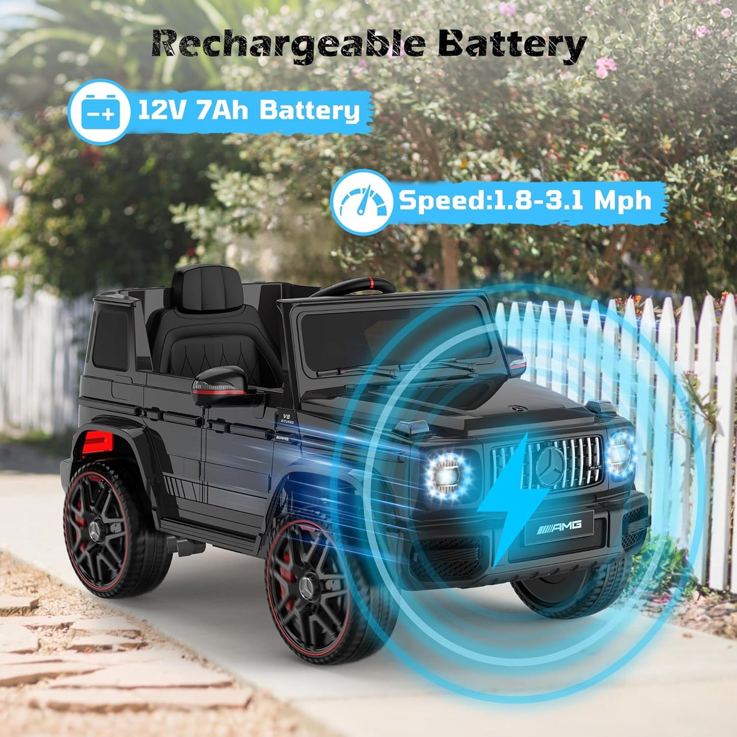ANPABO Licensed Mercedes-Benz G63 Car for Kids, 12V Ride on Car w/Parent Remote Control, LED Headlights, Music Player & Horn, Soft Start, Low Battery Prompt, Kids Electric Vehicle, Black