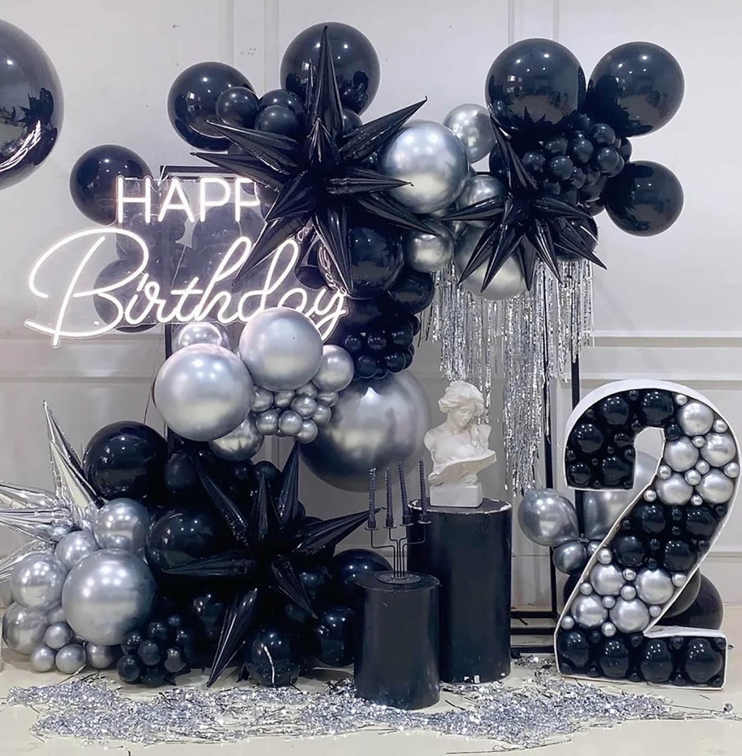 KALOR 12 Inch Black Balloons, 50 Pcs Latex Helium Balloons for Kid's Birthday Party, Baby Shower, Wedding, Graduate Party Decorations