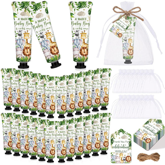 48 Sets Christmas Baby Shower Hand Cream Gift Winter Party Favors for Guests Gift Bulk Mini Travel Size Hand Lotion Set for Guests(Animals)