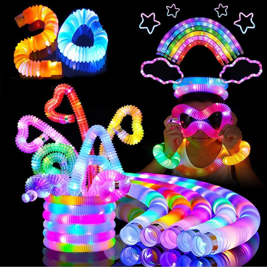 24PCS Multicolor Light Up Glow Necklaces Bracelets Party Favors Accessories for , Glow Sticks Pop Tubes for kids,Glow Birthday Camping Wedding Party Supplies Decorations for Boys Girls