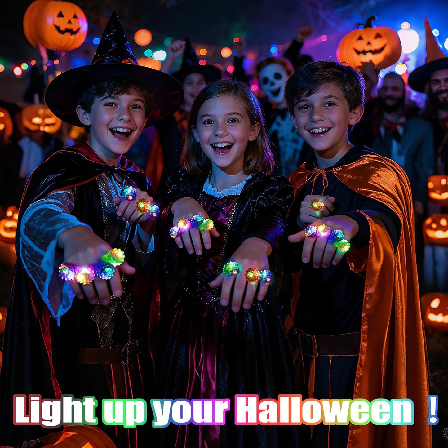 48/108 Pcs LED Light Up Ring - Glow in the Dark Party Favors, Soft Jelly Toy Rings Finger Lights in Treasure Box, Bulk Prize Gift for Kids & Adults (6 Colors)