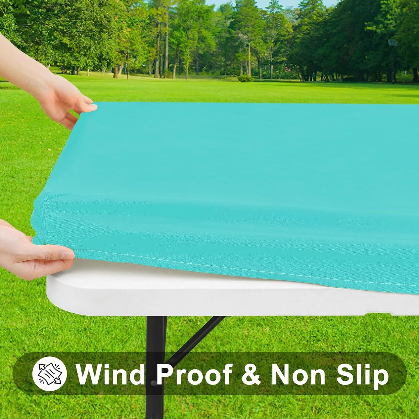 Smiry Rectangle Tablecloth, Elastic Fitted Flannel Backed Vinyl Tablecloths for 4ft Folding Tables, Waterproof Wipeable Table Covers for Indoor, Outdoor, Picnic and Camping (Teal, 30"x48")