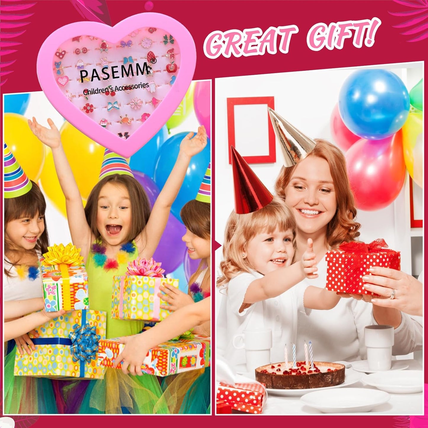 36pcs Little Girl Jewel Rings, Adjustable, No Duplication Kids Play Ring in Box,Pretend and Dress Up Rings for 4-12 Year Old Girls Birthday Gifts Holiday Gifts, 4 5 6 7 8 9 10 11 12 Year Old Girl Toys for Kids