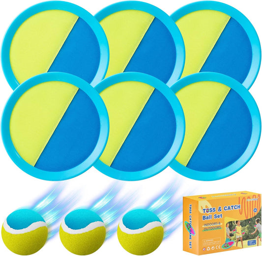Kids Toys - Outdoor Games, Beach Toys, Toss and Catch Ball Set, Perfect Beach Games Sets Playground Sets for Backyards Easter Gifts for Kids (Light Blue)