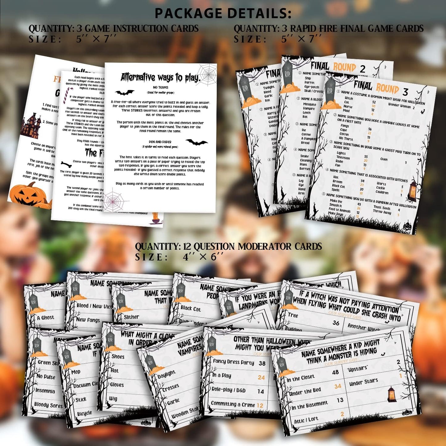 Halloween Friendly Feud Quiz, Halloween Party Game Activity, Feud Trivia Quiz - 001I