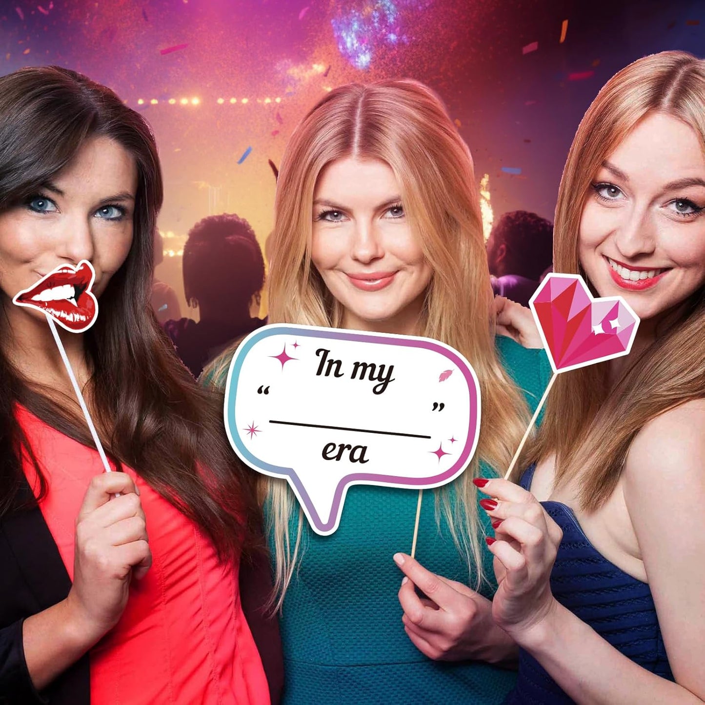 24pcs Sing Photo Booth Props, Birthday Party Supplies Sing Theme Photo Booth Props Set for Fans Girls Music Lover, Birthday Music Lyrics Party Decorations, Pink Theme Photo Booth Props for Girls