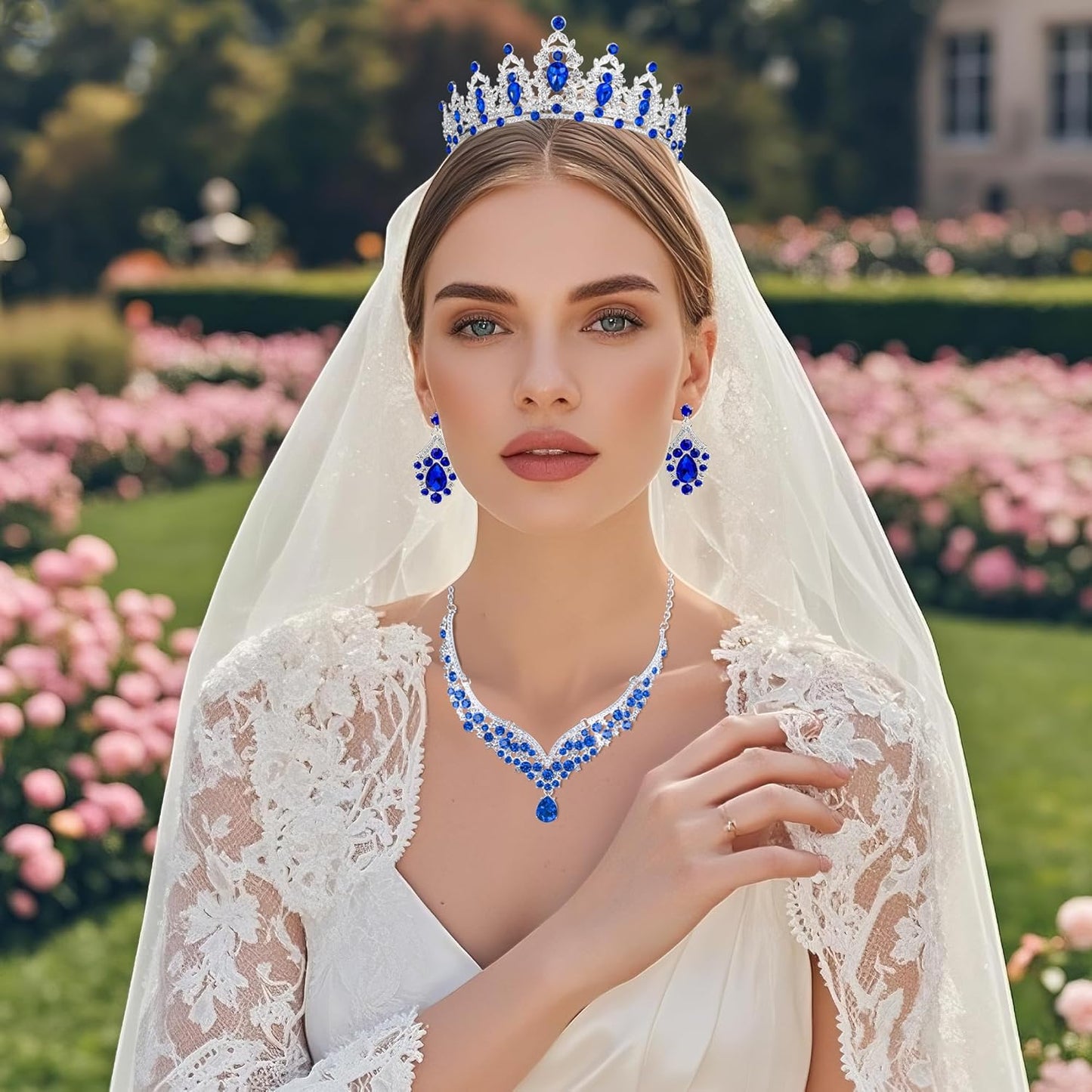 Crowns and Tiaras jewelry sets for Wedding princess birthday party Halloween Prom Pageant Jewelry for Women Crystal Bridal Jewelry Set for women